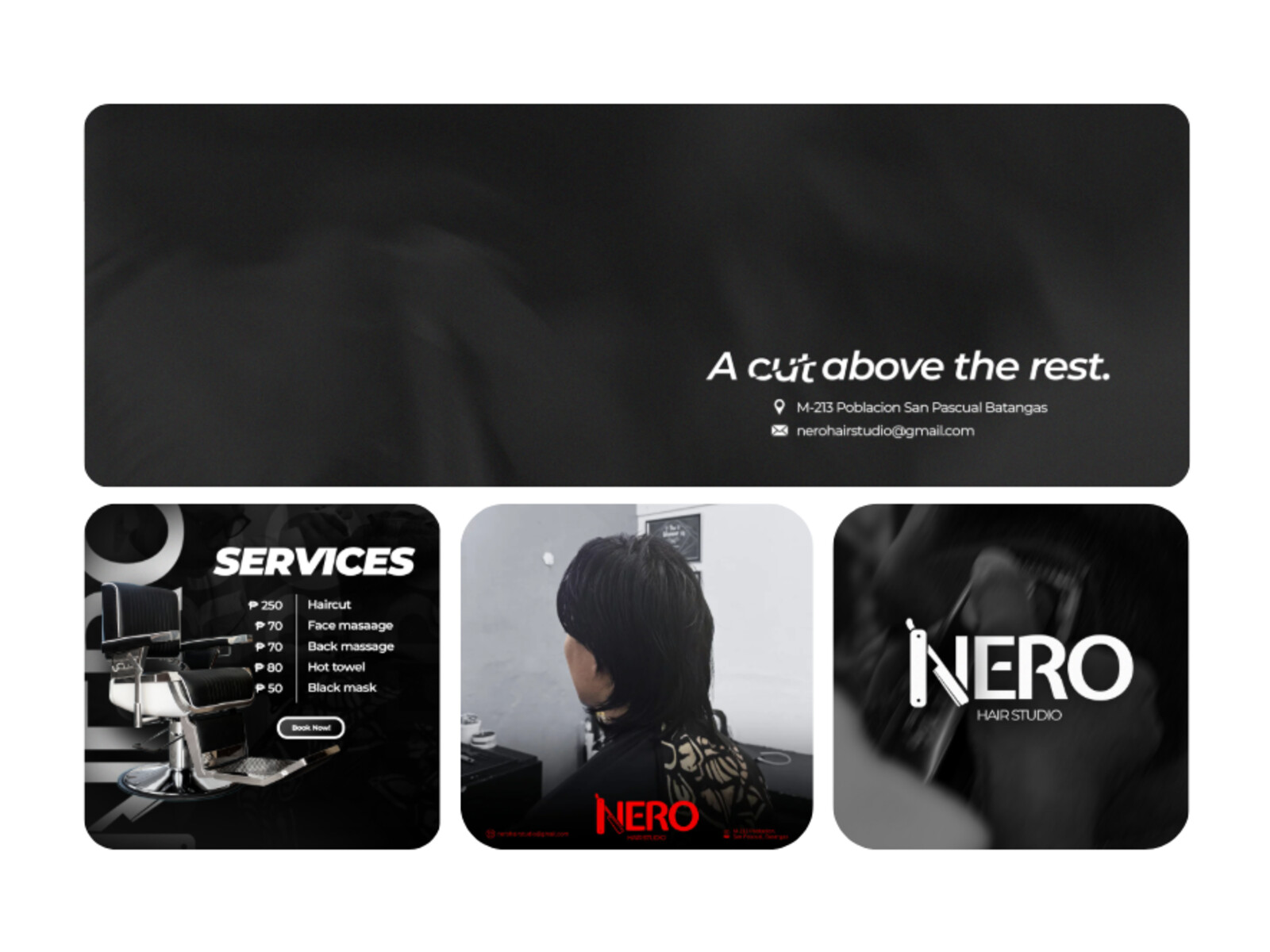 Nero Hair Studio moody black and white creatives